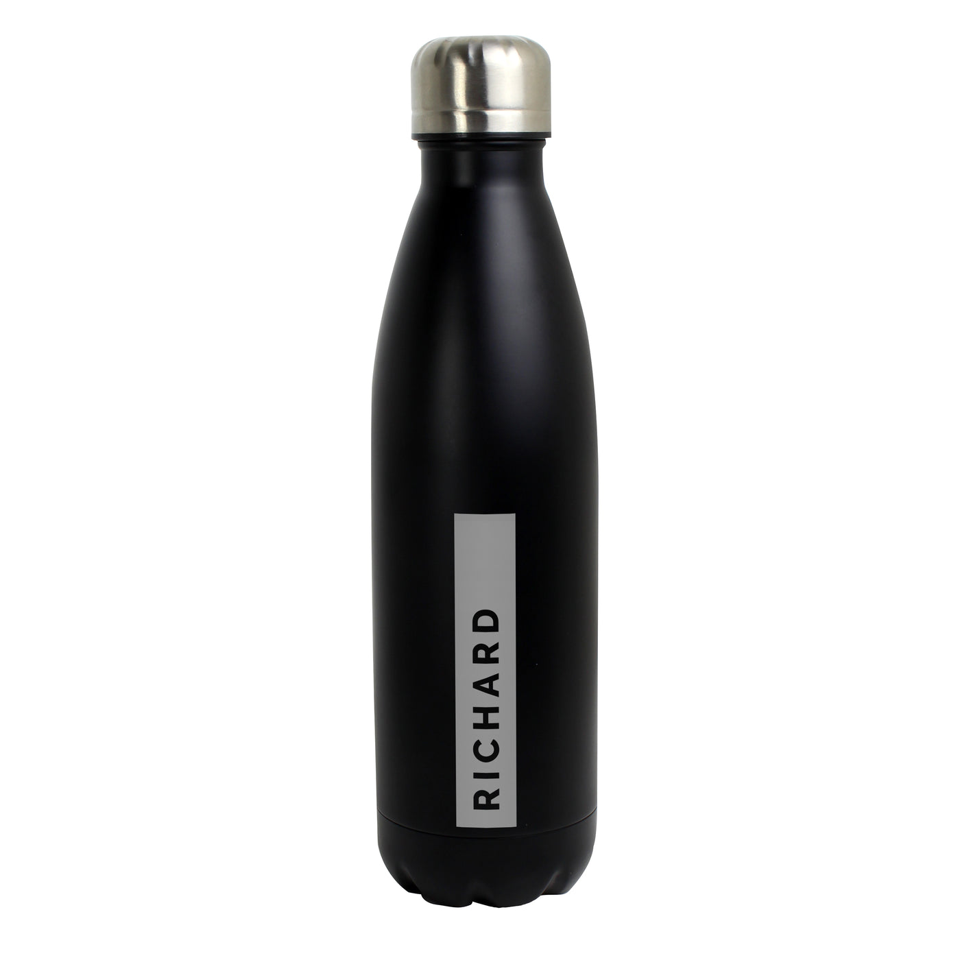 Personalised Rectangle Black Metal Insulated Drinks Bottle