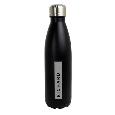 Personalised Rectangle Black Metal Insulated Drinks Bottle