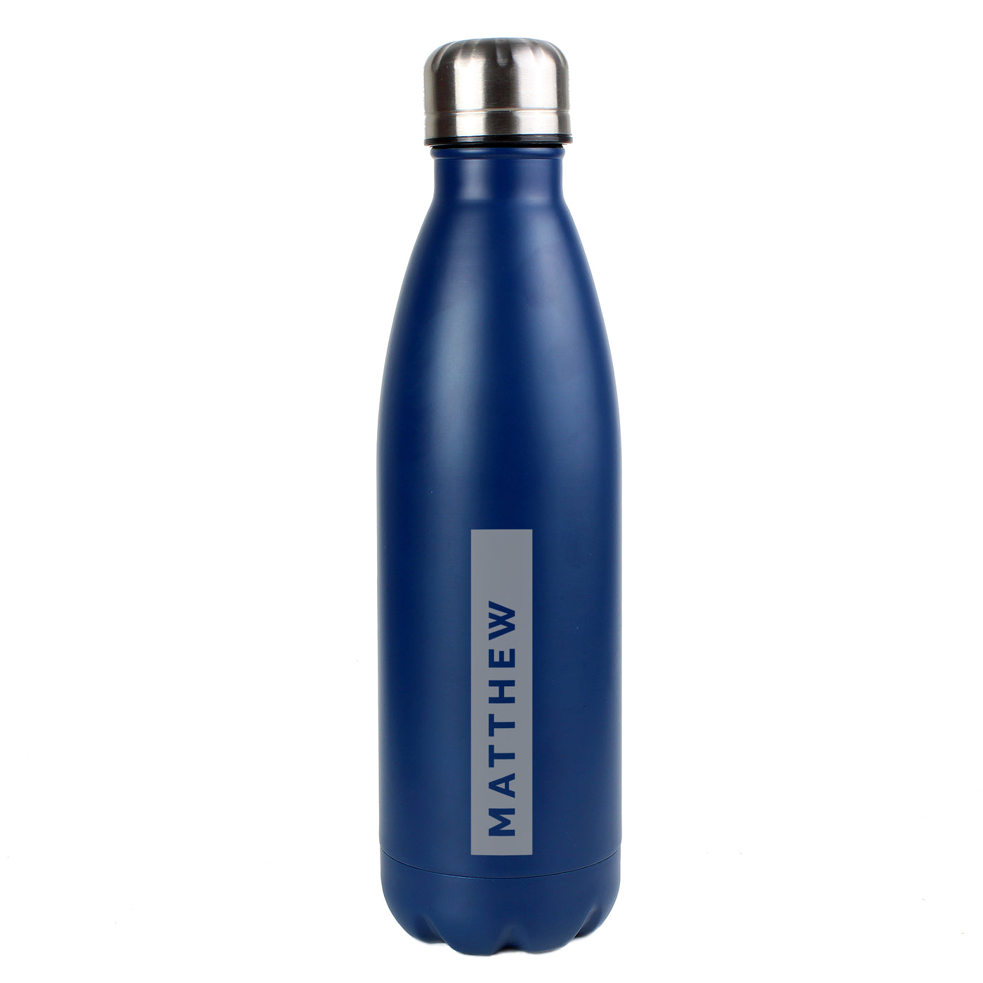 Personalised Rectangle Navy Metal Insulated Drinks Bottle