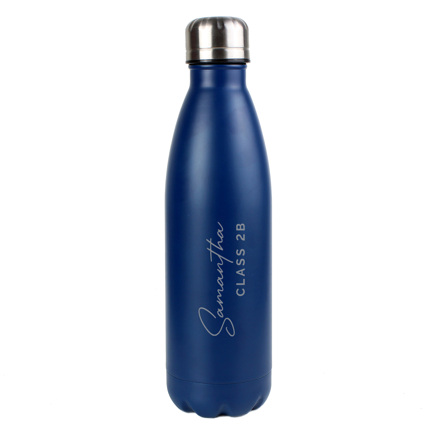 Personalised Two Lines Navy Metal Insulated Drinks Bottle