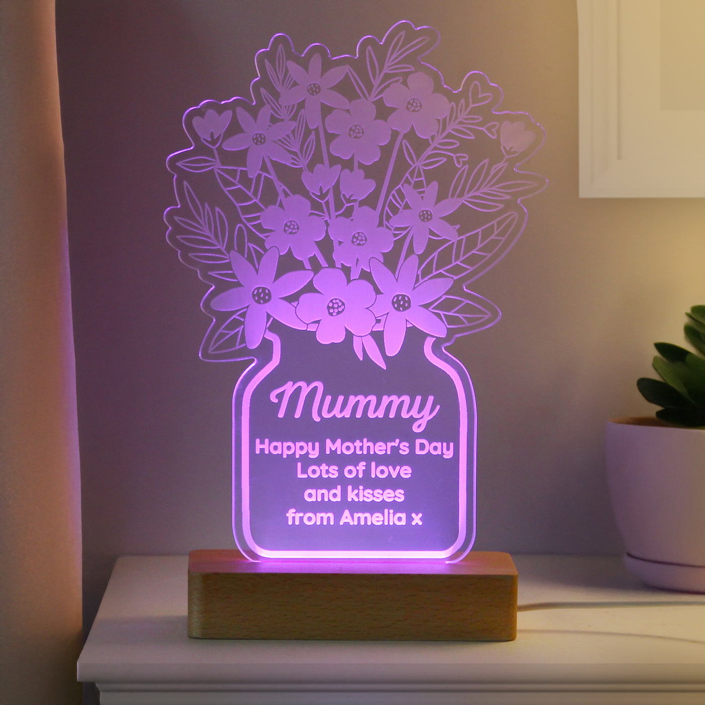 Personalised Flower Vase LED Light