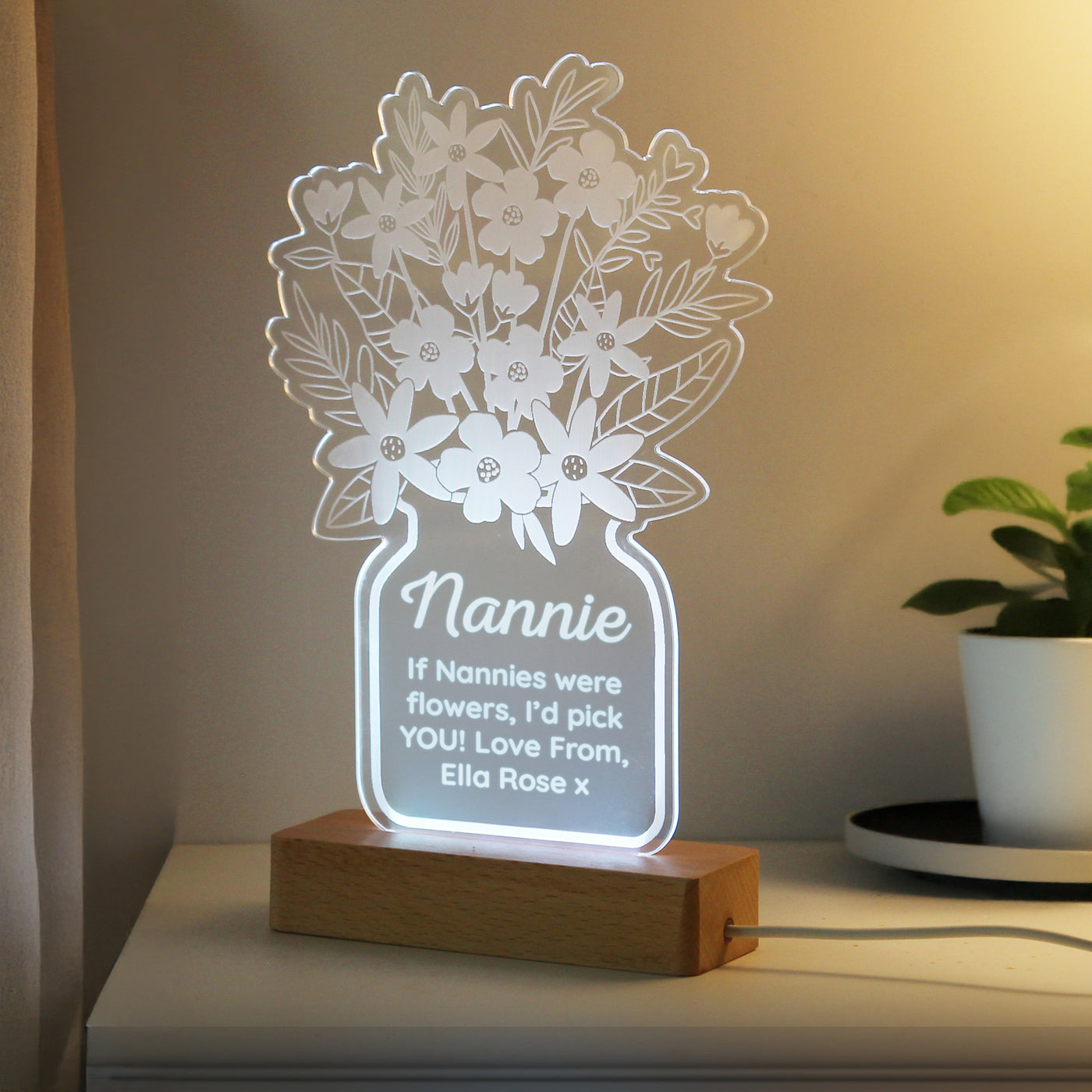 Personalised Flower Vase LED Light