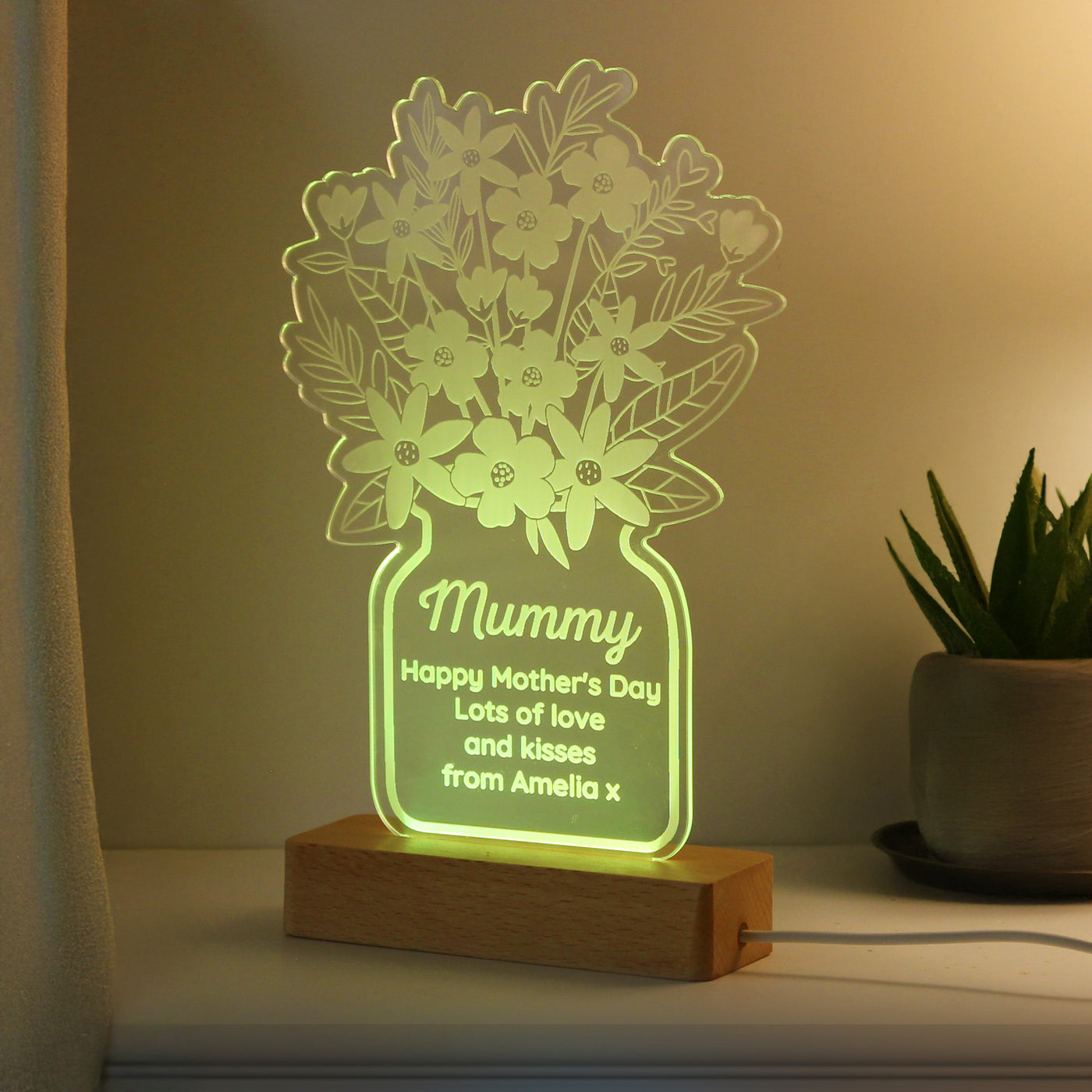 Personalised Flower Vase LED Light