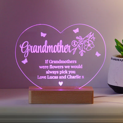 Personalised Floral Heart LED Light