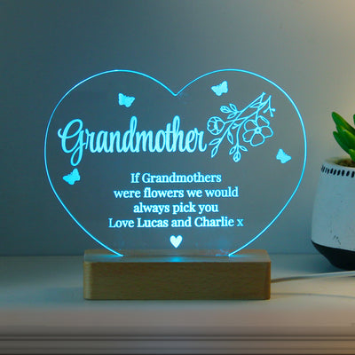 Personalised Floral Heart LED Light