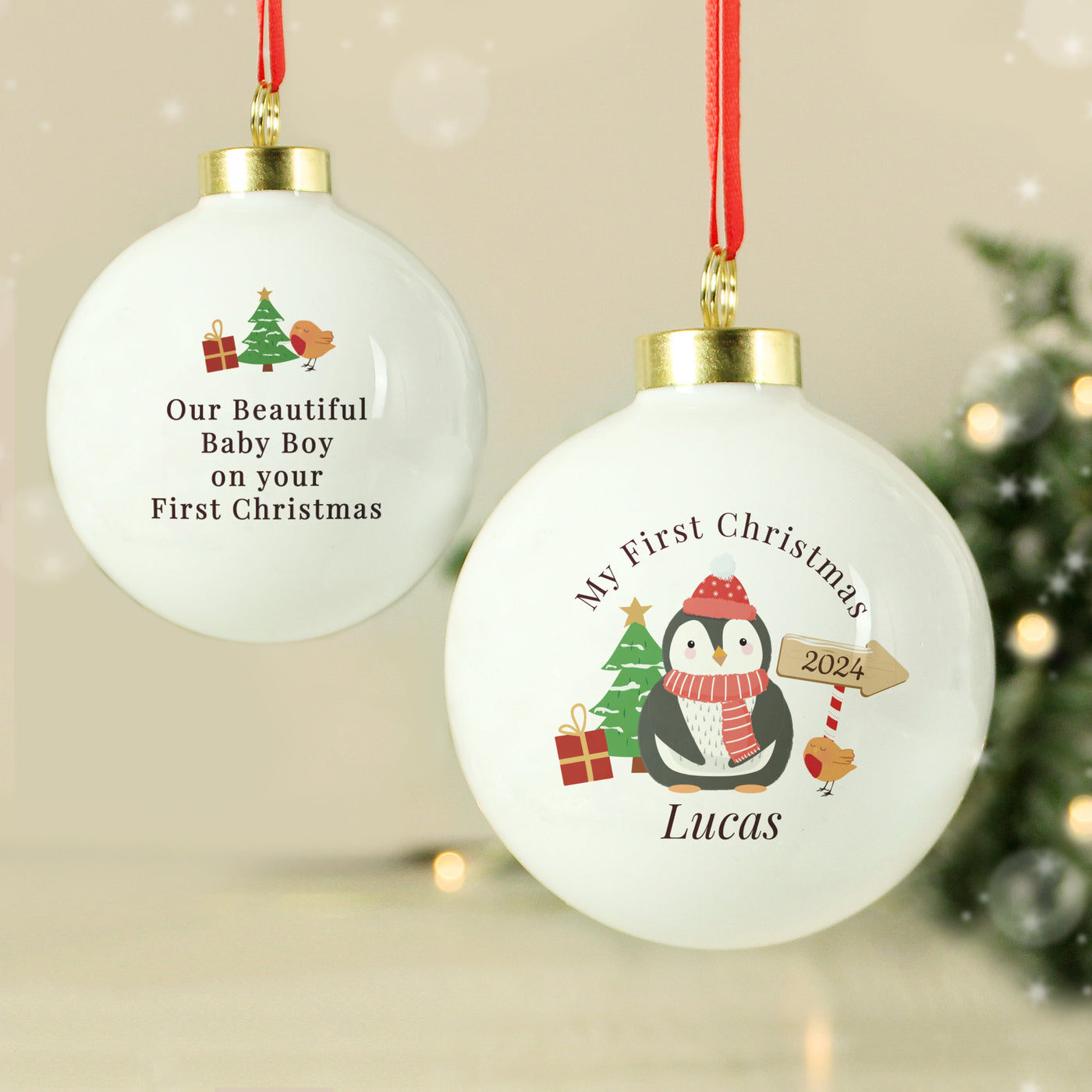 Personalised My 1st Christmas Penguin Bauble