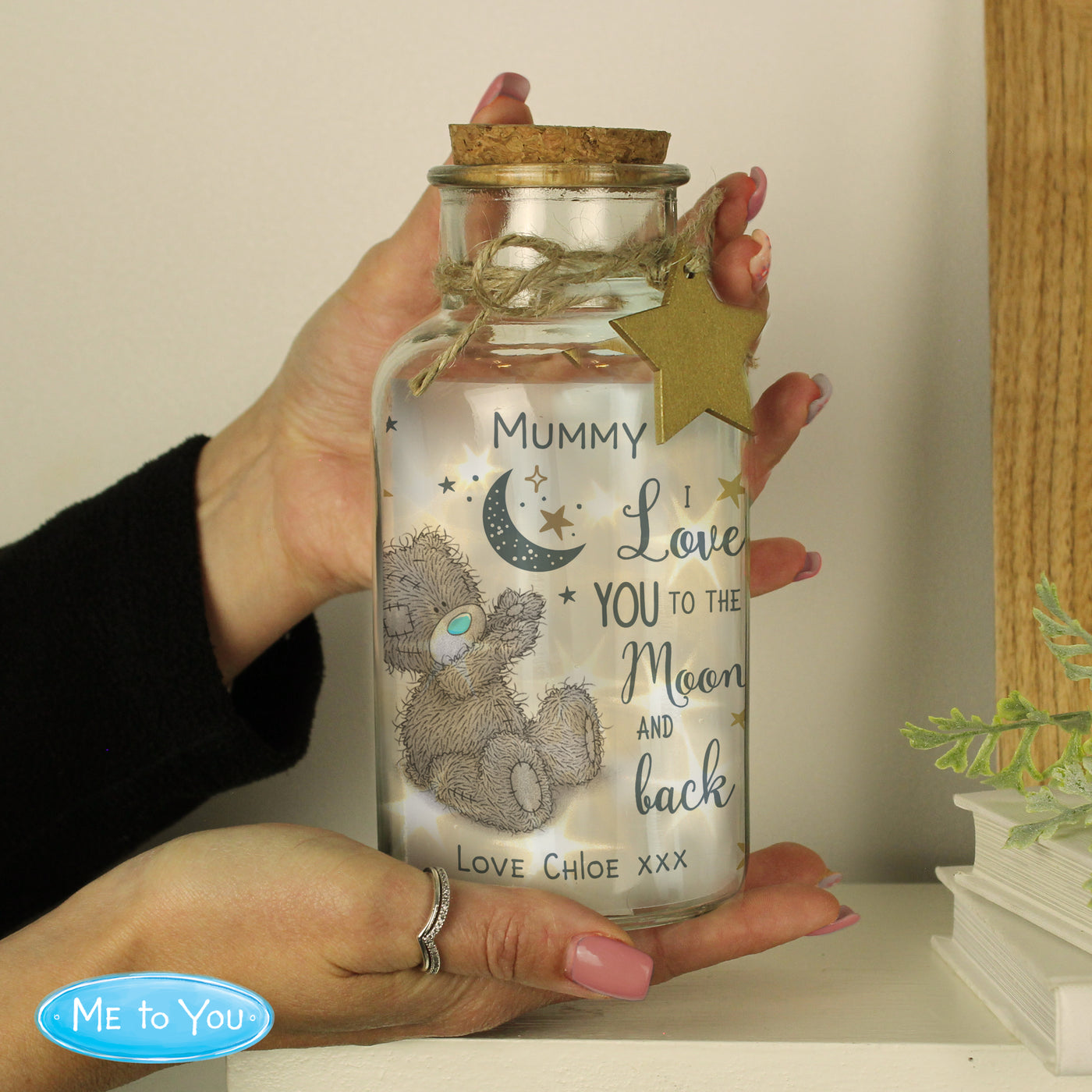 Personalised Me to You Moon & Back LED Light Up Jar