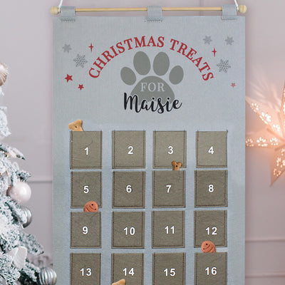 Personalised Felt Pet Advent Calendar In Silver Grey