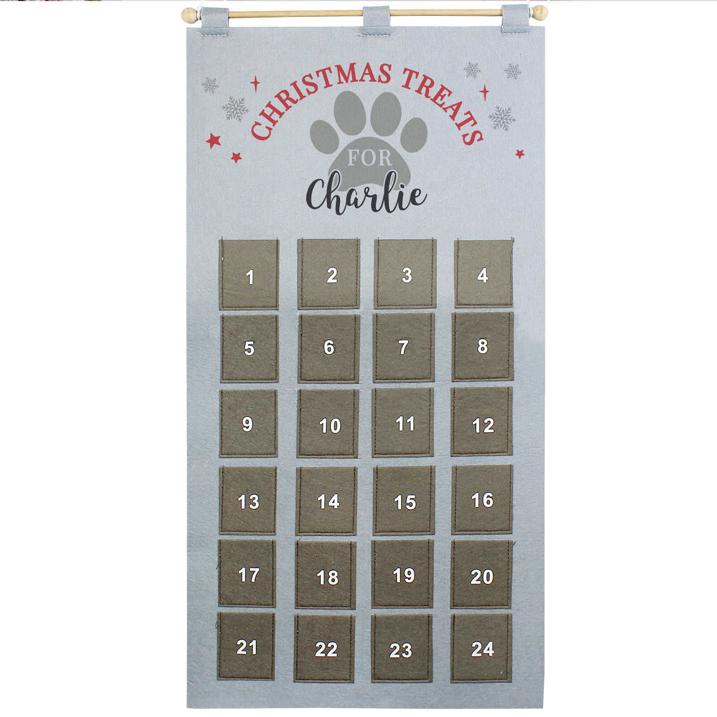 Personalised Felt Pet Advent Calendar In Silver Grey