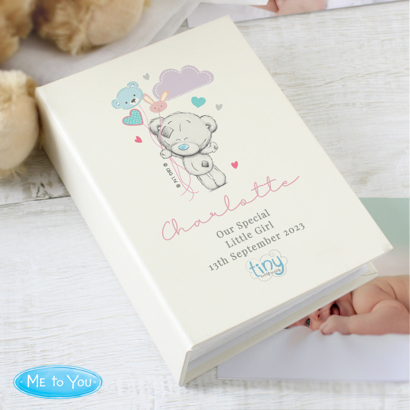 Personalised Tiny Tatty Teddy Pink 6x4 Photo Album with Sleeves