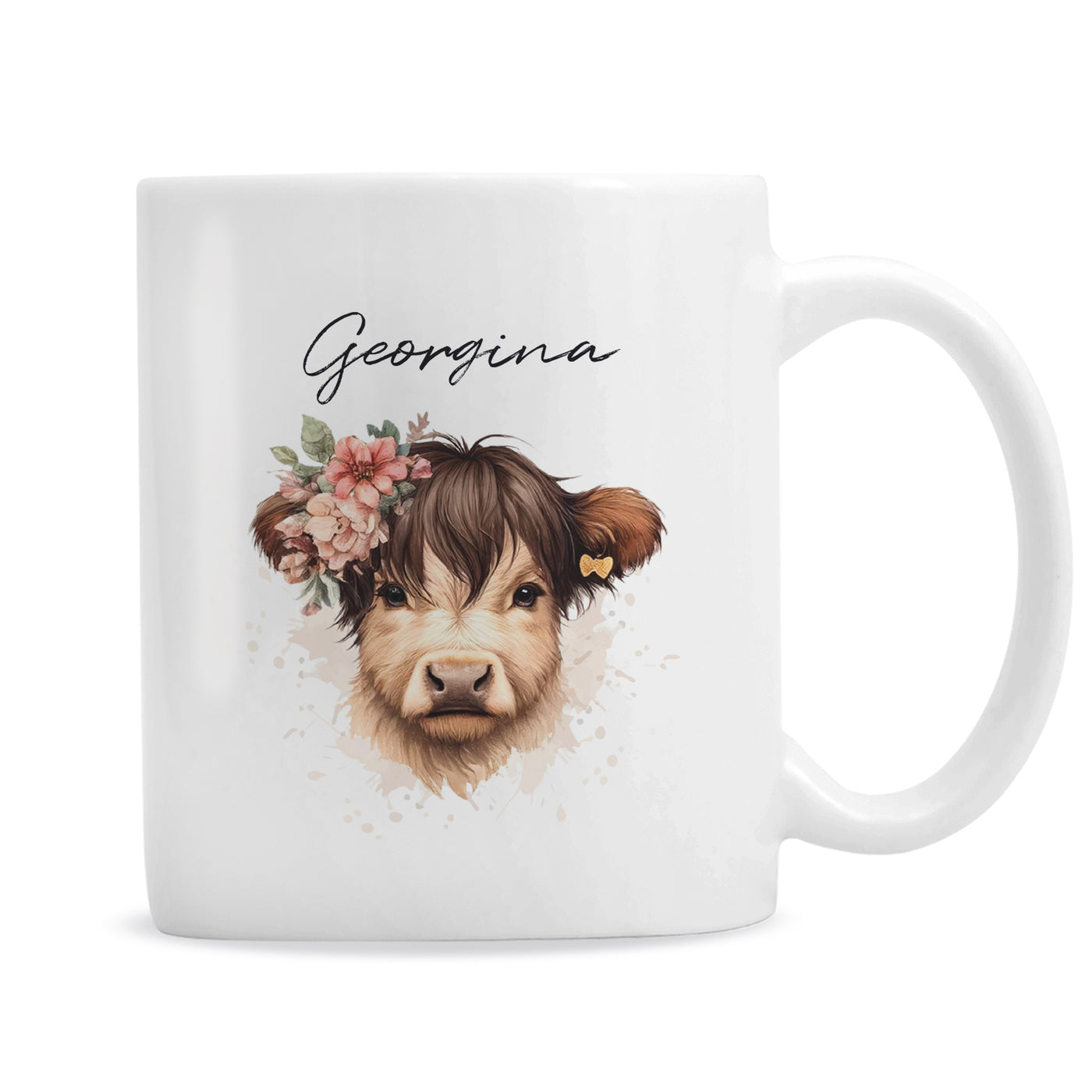 Personalised Highland Ceramic Cow Mug - Girl