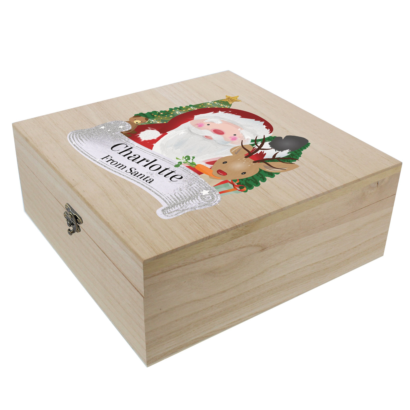 Personalised Colourful Santa Large Wooden Christmas Eve Box - Shop Personalised Gifts