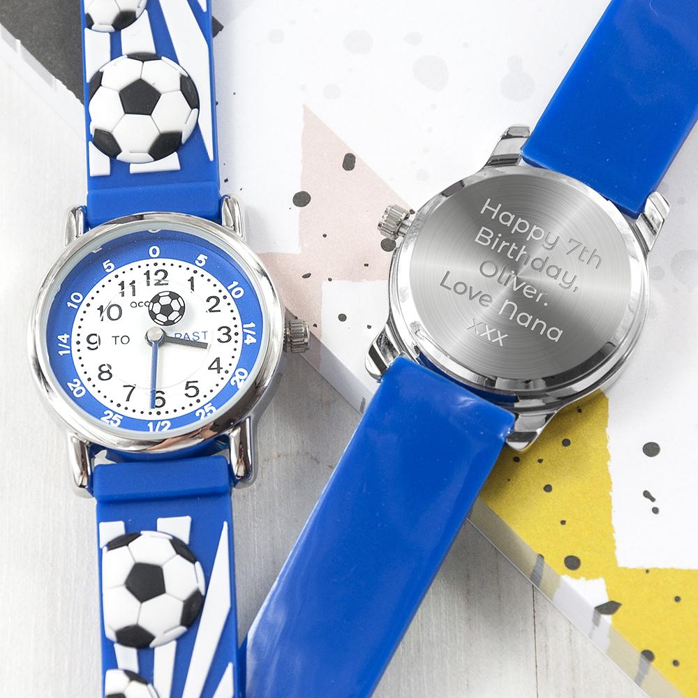 Kids Personalised Boys Blue Football Watch Shop Personalised Gifts